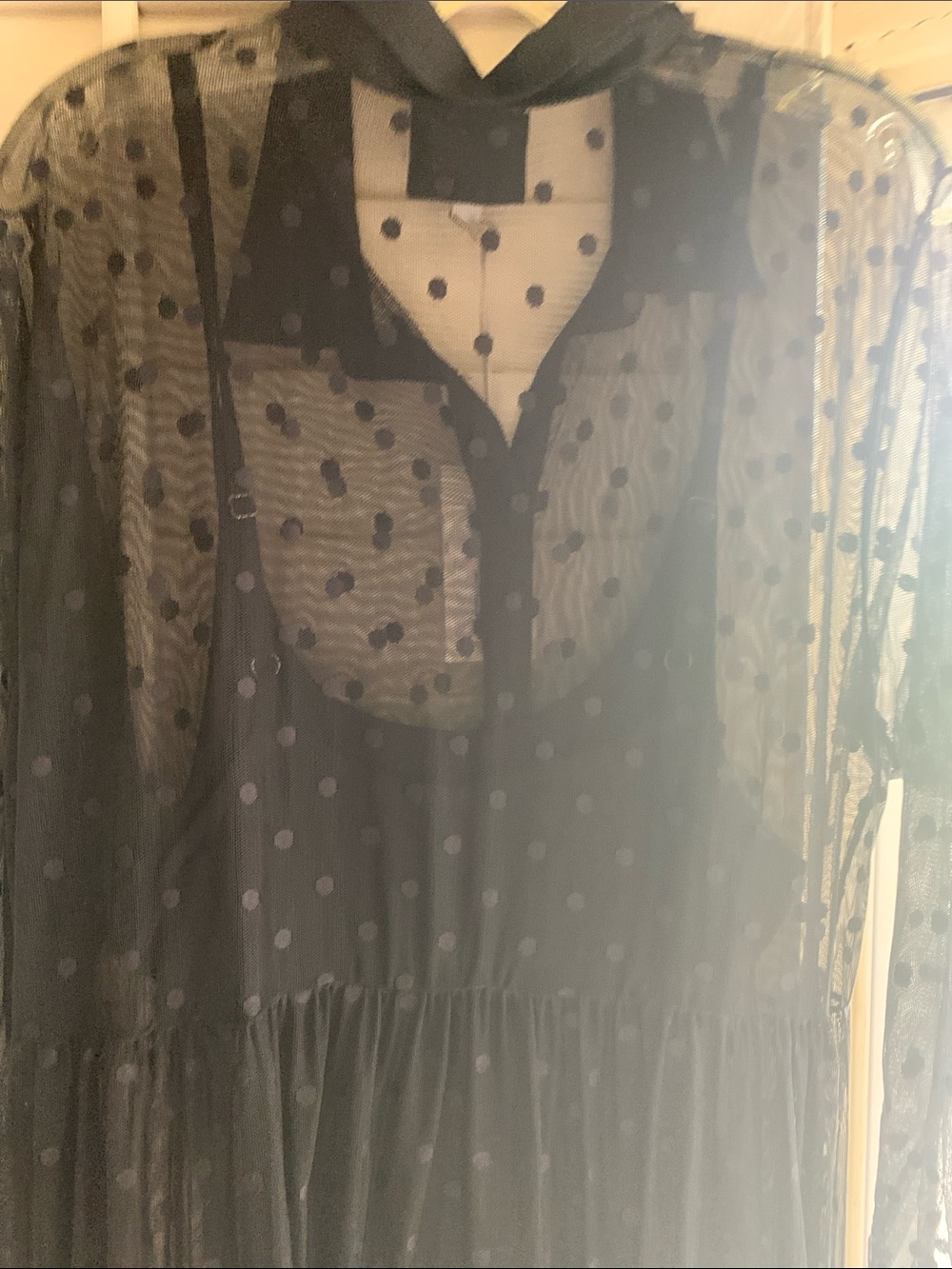 Johnny Was Black Sheer Polka Dot Maxi Dress - Picture 7 of 8